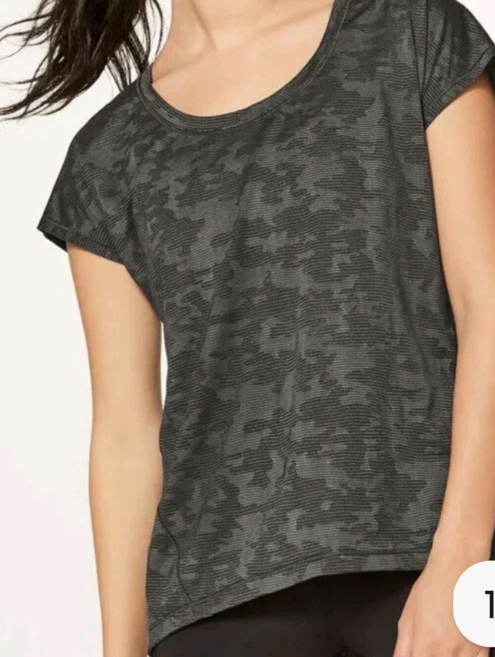 lululemon Miles Ahead  Black Camo & Mesh Short-Sleeve Scoop Neck Tee Size 6